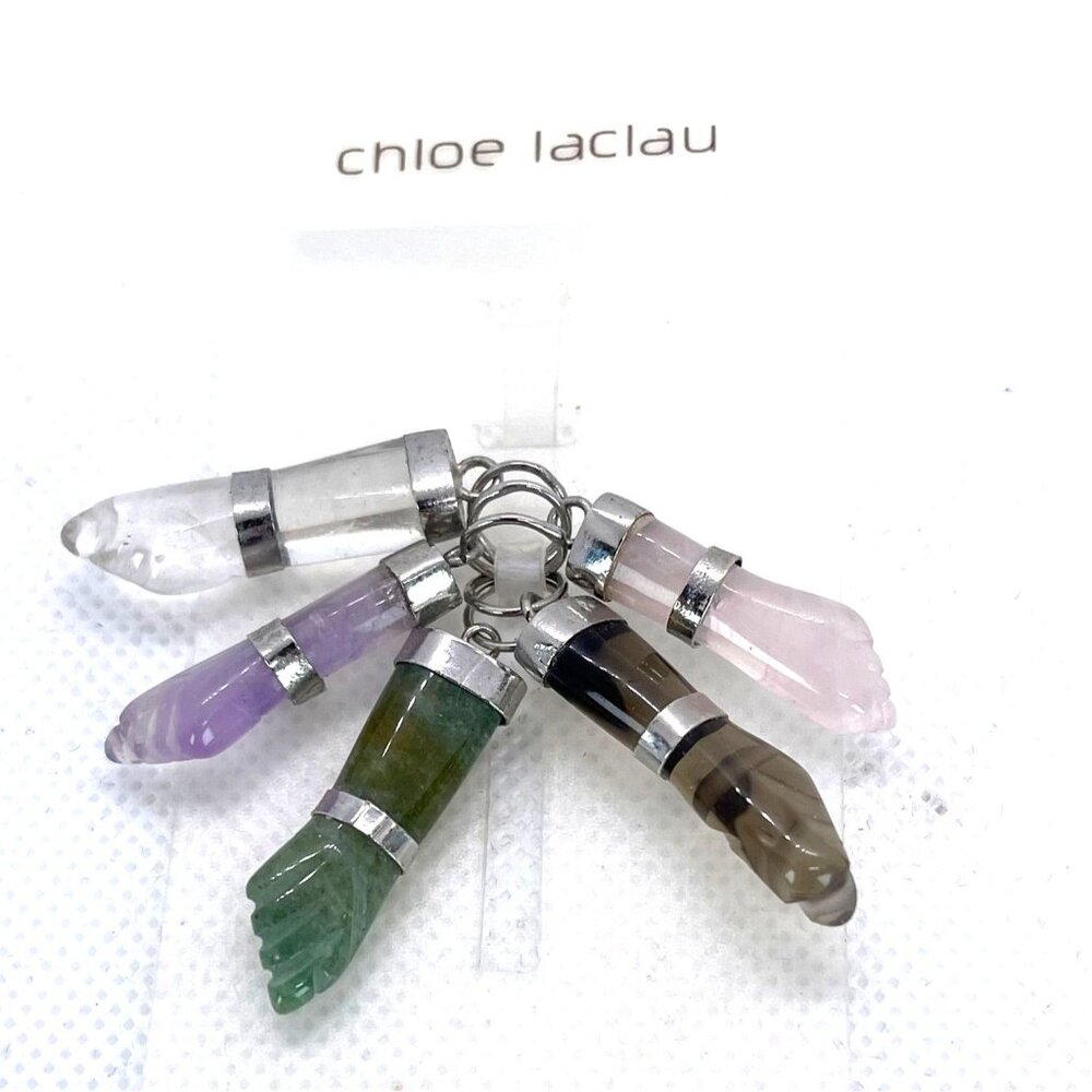 Retired Chloe Laclau Rio 5 Gemstone Figa Pendant Set 2008 Deadstock NWT Brazil - Picture 9 of 12